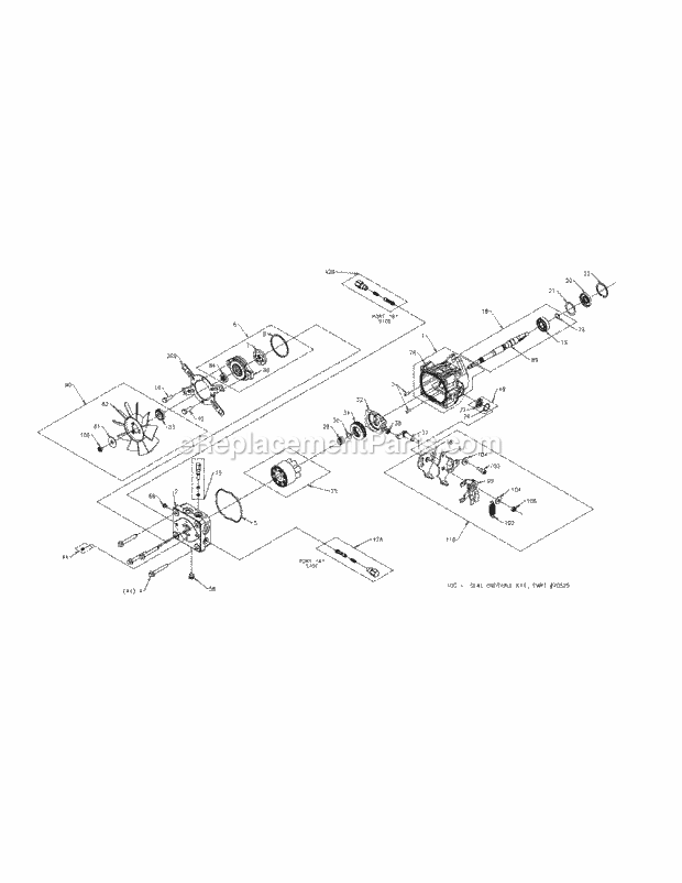 Hydraulic Pump Rh Diagram and Parts List for M48-KH 53AH8CT2050-25HP Cub Cadet Lawn Tractor